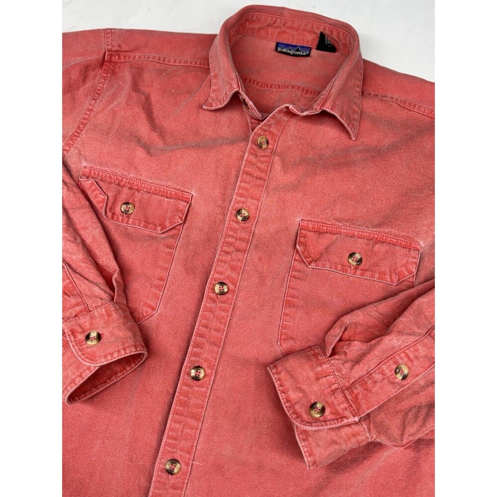 Vintage Patagonia Chambray Long Sleeve Button Up Shirt Salmon Pink Men’s Medium
